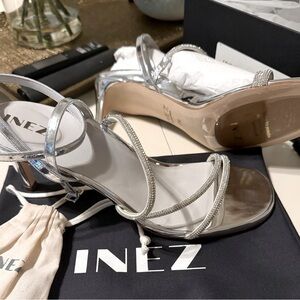 Silver Inez Sofia Strappy Silver Heel With Crystals